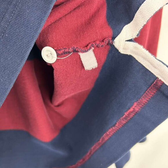 VTG Lands' End Shirt Men's L 42-44 Red Navy Striped Rugby Direct Merchants - Picture 15 of 16